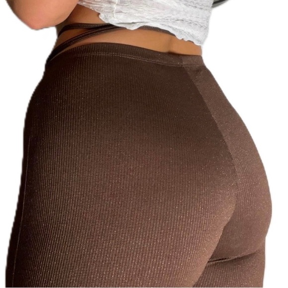 H&M Brown Shimmer Flare Pants With Waist Wrap String - XS - Picture 3 of 6